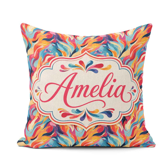 Custom Name Vibrant Abstract Pattern Colorful Artistic Seamless Square Filled Cushion Throw Pillow Sofa Bed Home Decor Zip Washable UK Made