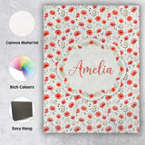 Personalised Name Delicate Red Poppy Custom Premium Decorative Design Modern Room Accent Canvas Wall Art Print Decor Picture Ready to Hang