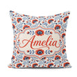 Custom Name Red and Blue Poppy Floral Pattern Botanical Seamless Square Filled Cushion Throw Pillow Sofa Bed Home Decor Zip Washable UK Made