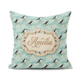 Custom Name Watercolor Puffin Meadow Pattern Wildflower Seamless Square Filled Cushion Throw Pillow Sofa Bed Home Decor Zip Washable UK Made
