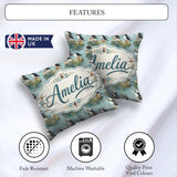 Custom Name Puffin Bird Pattern Coastal Wildlife Seamless Design Square Filled Cushion Throw Pillow Sofa Bed Home Decor Zip Washable UK Made