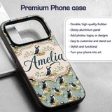 Puffin and Wildflower Garden Decorative Design Custom Name Protective Phone Case Mobile Cover Durable Everyday Smartphone Shock Resistant