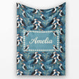 Decorative Puffin Birds with Abstract Ocean Plants Seamless Pattern  Personalised Custom Name Super Soft Fleece Blanket Bed Sofa Throw