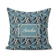 Custom Name Decorative Puffin Birds with Abstract Ocean Seamless Square Filled Cushion Throw Pillow Sofa Bed Home Decor Zip Washable UK Made