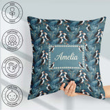 Custom Name Decorative Puffin Birds with Abstract Ocean Seamless Square Filled Cushion Throw Pillow Sofa Bed Home Decor Zip Washable UK Made