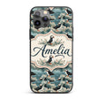 Coastal Puffin Birds on Rocky Shore with Flowers Custom Name Protective Phone Case Mobile Cover Durable Everyday Smartphone Shock Resistant