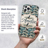 Coastal Puffin Birds on Rocky Shore with Flowers Custom Name Protective Phone Case Mobile Cover Durable Everyday Smartphone Shock Resistant