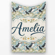 Puffin Birds Perched on Cliff with Floral Details Seamless Pattern  Personalised Custom Name Super Soft Fleece Blanket Bed Sofa Throw