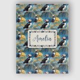 Personalised Name Artistic Puffin Birds on Custom  Unique Gift Idea Elegant Feature Canvas Wall Art Print Decor Picture Ready to Hang