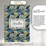 Artistic Puffin Birds on Rocky Landscape Seamless Pattern Lovely  Personalised Custom Name Super Soft Fleece Blanket Bed Sofa Throw