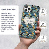 Artistic Puffin Birds on Rocky Landscape Seamless Custom Name Protective Phone Case Mobile Cover Durable Everyday Smartphone Shock Resistant