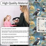 Artistic Puffin Birds on Rocky Landscape Seamless Pattern Lovely  Personalised Custom Name Super Soft Fleece Blanket Bed Sofa Throw