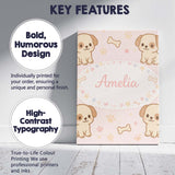 Personalised Name Cute Puppy Dog Cartoon Animal Pattern Thoughtful Custom  Unique Canvas Wall Art Print Decor Picture Ready to Hang