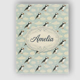 Personalised Name Cute Puffin Birds with Custom  Unique Gift Idea Elegant Feature Canvas Wall Art Print Decor Picture Ready to Hang
