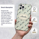 Cute Puffin Birds with Soft Cloud Background Custom Name Protective Phone Case Mobile Cover Durable Everyday Smartphone Shock Resistant