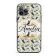 Cute Puffin Birds Watercolor Seamless Pattern Custom Name Protective Phone Case Mobile Cover Durable Everyday Smartphone Shock Resistant