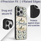 Cute Puffin Birds Watercolor Seamless Pattern Custom Name Protective Phone Case Mobile Cover Durable Everyday Smartphone Shock Resistant