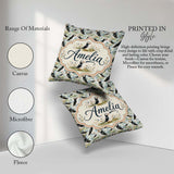 Custom Name Cute Puffin Birds Watercolor Seamless Pattern Nature Square Filled Cushion Throw Pillow Sofa Bed Home Decor Zip Washable UK Made