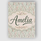 Personalised Name Delicate Pink Blossom Custom  Modern Room Accent Elegant Feature Canvas Wall Art Print Decor Picture Ready to Hang
