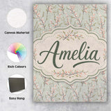 Personalised Name Delicate Pink Blossom Custom  Modern Room Accent Elegant Feature Canvas Wall Art Print Decor Picture Ready to Hang