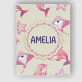 Personalised Name Cute Pink Dolphins and Custom  Unique Gift Idea Elegant Feature Canvas Wall Art Print Decor Picture Ready to Hang