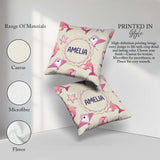 Custom Name Pink Dolphins and Starfish Seamless Ocean Soft Beige Square Filled Cushion Throw Pillow Sofa Bed Home Decor Zip Washable UK Made