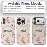Cute Pink Dolphins and Starfish Seamless Ocean Custom Name Protective Phone Case Mobile Cover Durable Everyday Smartphone Shock Resistant