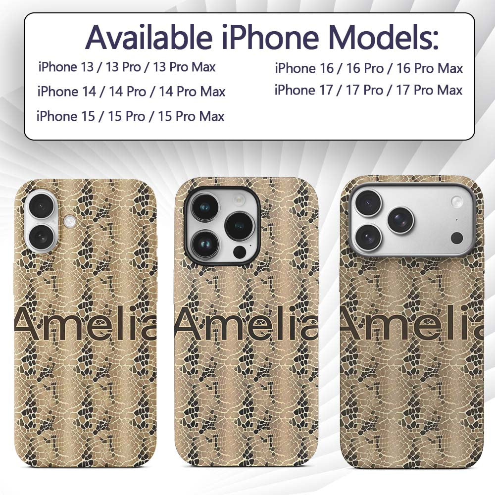 Natural Sand Crocodile Texture Printed Design Custom Name Protective Phone Case Mobile Cover Durable Everyday Smartphone Shock Resistant