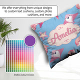 Custom Name Pink Dolphins and Starfish Seamless Ocean Soft Blue Square Filled Cushion Throw Pillow Sofa Bed Home Decor Zip Washable UK Made
