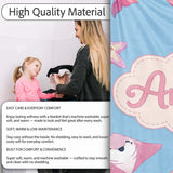 Cute Pink Dolphins and Starfish Seamless Ocean Pattern Soft Blue  Personalised Custom Name Super Soft Fleece Blanket Bed Sofa Throw