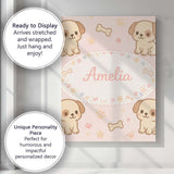 Personalised Name Cute Puppy Dog Cartoon Animal Pattern Thoughtful Custom  Unique Canvas Wall Art Print Decor Picture Ready to Hang