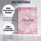 Personalised Name Cute Pink Dolphins and Custom  Unique Gift Idea Elegant Feature Canvas Wall Art Print Decor Picture Ready to Hang