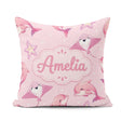 Custom Name Pink Dolphins and Starfish Ocean Soft Pink Polka Dot Square Filled Cushion Throw Pillow Sofa Bed Home Decor Zip Washable UK Made
