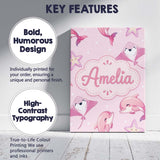 Personalised Name Cute Pink Dolphins and Custom  Unique Gift Idea Elegant Feature Canvas Wall Art Print Decor Picture Ready to Hang