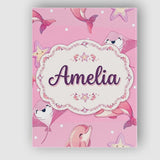 Personalised Name Cute Pink Dolphins and Custom  Unique Gift Idea Elegant Feature Canvas Wall Art Print Decor Picture Ready to Hang