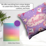 Custom Name Cute Pink Dolphins and Starfish Ocean Pattern Purple Square Filled Cushion Throw Pillow Sofa Bed Home Decor Zip Washable UK Made