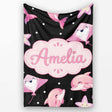 Cute Pink Dolphins and Starfish Seamless Ocean Pattern Light Grey  Personalised Custom Name Super Soft Fleece Blanket Bed Sofa Throw