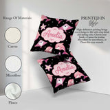 Custom Name Pink Dolphins and Starfish Seamless Ocean Light Grey Square Filled Cushion Throw Pillow Sofa Bed Home Decor Zip Washable UK Made