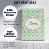 Personalised Name Elegant Green Floral Custom  Unique Gift Idea Modern Room Accent Canvas Wall Art Print Decor Picture Ready to Hang