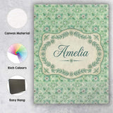 Personalised Name Elegant Green Floral Custom  Unique Gift Idea Modern Room Accent Canvas Wall Art Print Decor Picture Ready to Hang