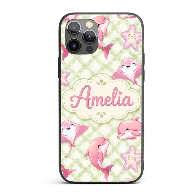 Abstract Green Watercolor Diamond Lattice Soft Custom Name Protective Phone Case Mobile Cover Durable Everyday Smartphone Shock Resistant