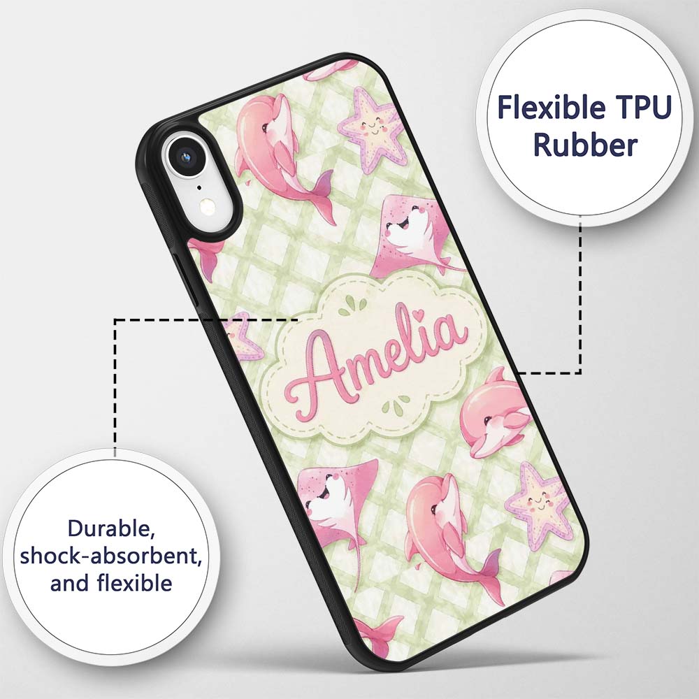 Abstract Green Watercolor Diamond Lattice Soft Custom Name Protective Phone Case Mobile Cover Durable Everyday Smartphone Shock Resistant