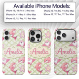 Abstract Green Watercolor Diamond Lattice Soft Custom Name Protective Phone Case Mobile Cover Durable Everyday Smartphone Shock Resistant