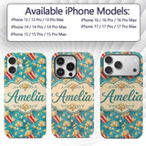 Popcorn Buckets and Kernels Fun Snack Seamless Custom Name Protective Phone Case Mobile Cover Durable Everyday Smartphone Shock Resistant