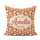 Custom Name Butter Popcorn Bursts on Red Dot Background Seamless Square Filled Cushion Throw Pillow Sofa Bed Home Decor Zip Washable UK Made