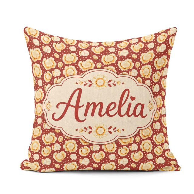 Custom Name Butter Popcorn Bursts on Red Dot Background Seamless Square Filled Cushion Throw Pillow Sofa Bed Home Decor Zip Washable UK Made