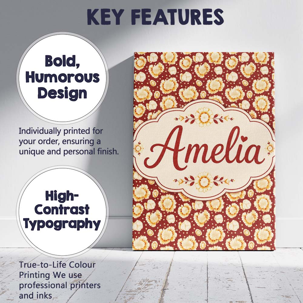 Personalised Name Butter Popcorn Bursts on Custom  Unique Gift Idea Elegant Feature Canvas Wall Art Print Decor Picture Ready to Hang