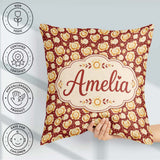 Custom Name Butter Popcorn Bursts on Red Dot Background Seamless Square Filled Cushion Throw Pillow Sofa Bed Home Decor Zip Washable UK Made