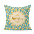 Custom Name Golden Popcorn Buckets and Scattered Kernels on Blue Square Filled Cushion Throw Pillow Sofa Bed Home Decor Zip Washable UK Made