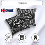 Custom Name Minimal Monochrome Popcorn Buckets on Black Seamless Square Filled Cushion Throw Pillow Sofa Bed Home Decor Zip Washable UK Made